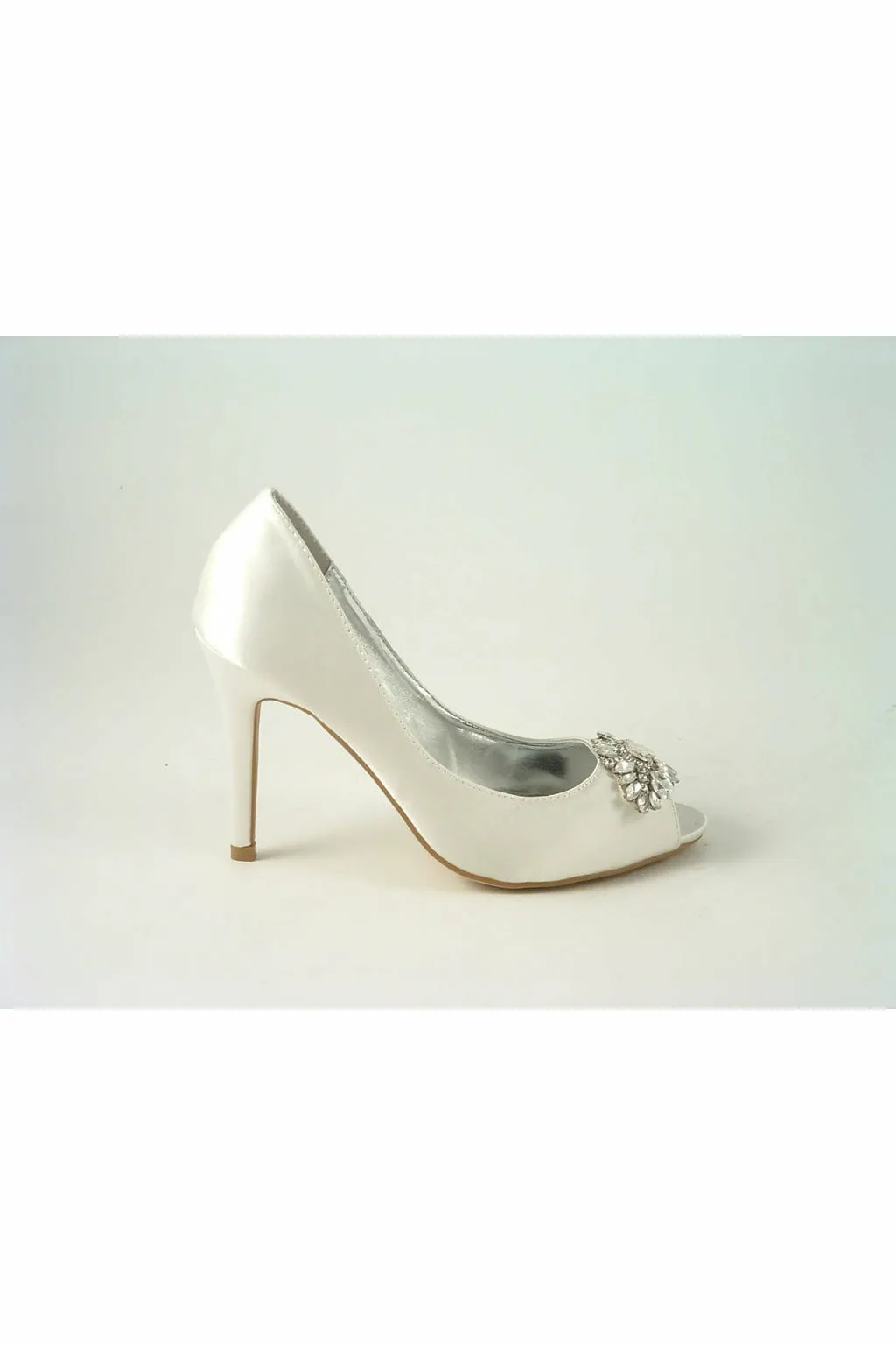 Glitz Shoes Rosalie Diamante Ivory Satin High Heel Shoe sold by Goddiva product image thumbnail 5