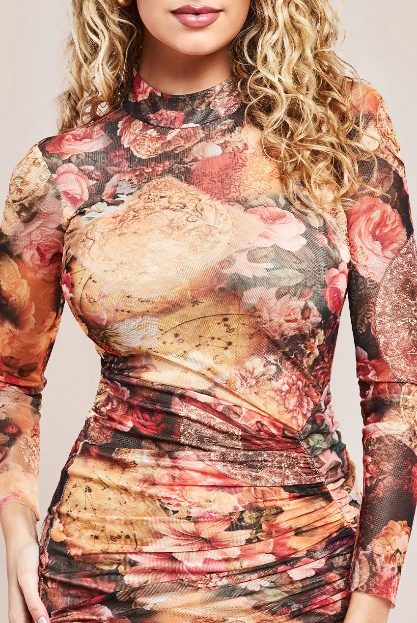 Asymmetric Gathered Skirt Midi Dress - Orange by Goddiva sold by Goddiva product image thumbnail 3