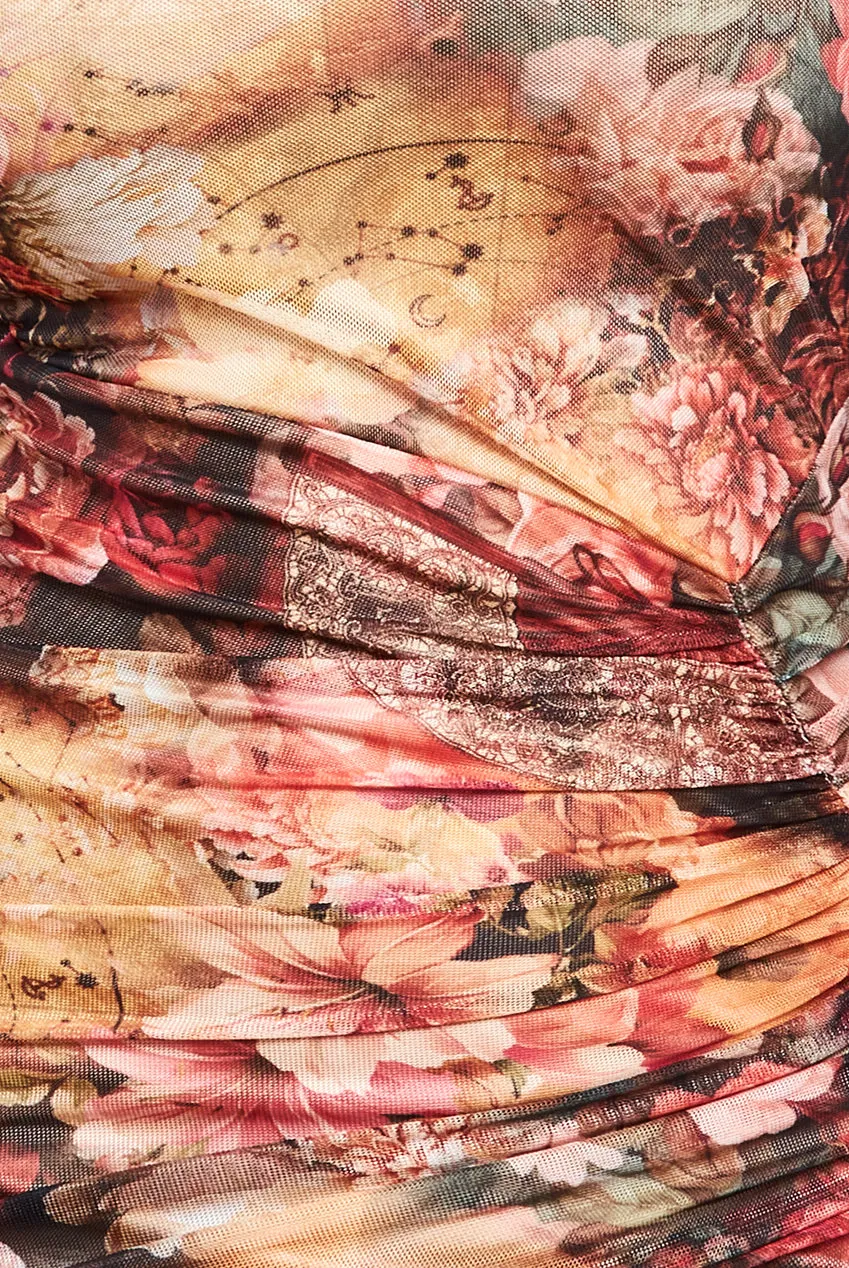 Asymmetric Gathered Skirt Midi Dress - Orange by Goddiva sold by Goddiva product image thumbnail 4