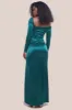 Slinky Satin One Shoulder Split Maxi Dress - Emerald Green by Goddiva sold by Goddiva