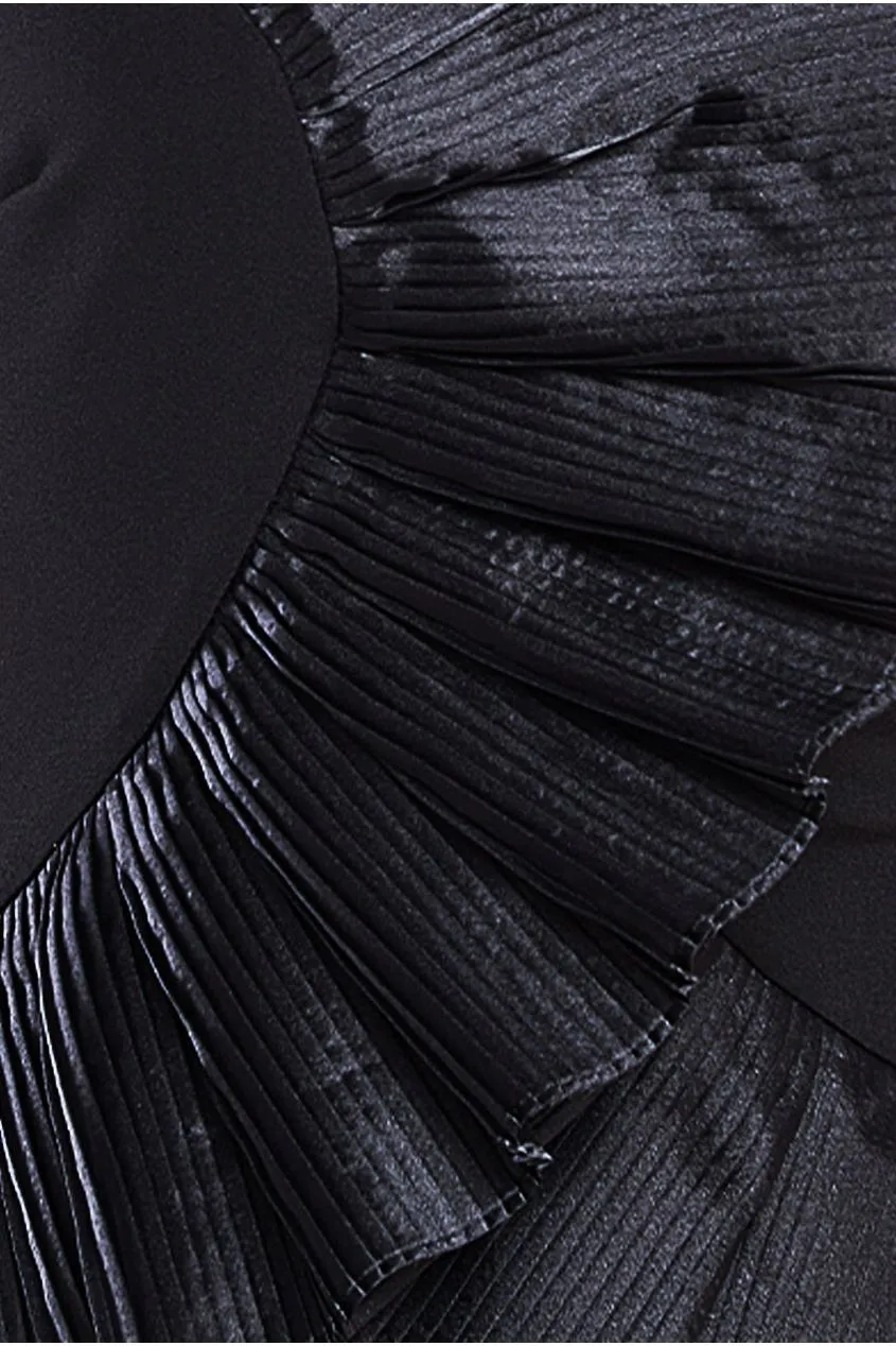 One Shoulder Pleated Fan Midi Dress - Black by Goddiva sold by Goddiva product image thumbnail 4