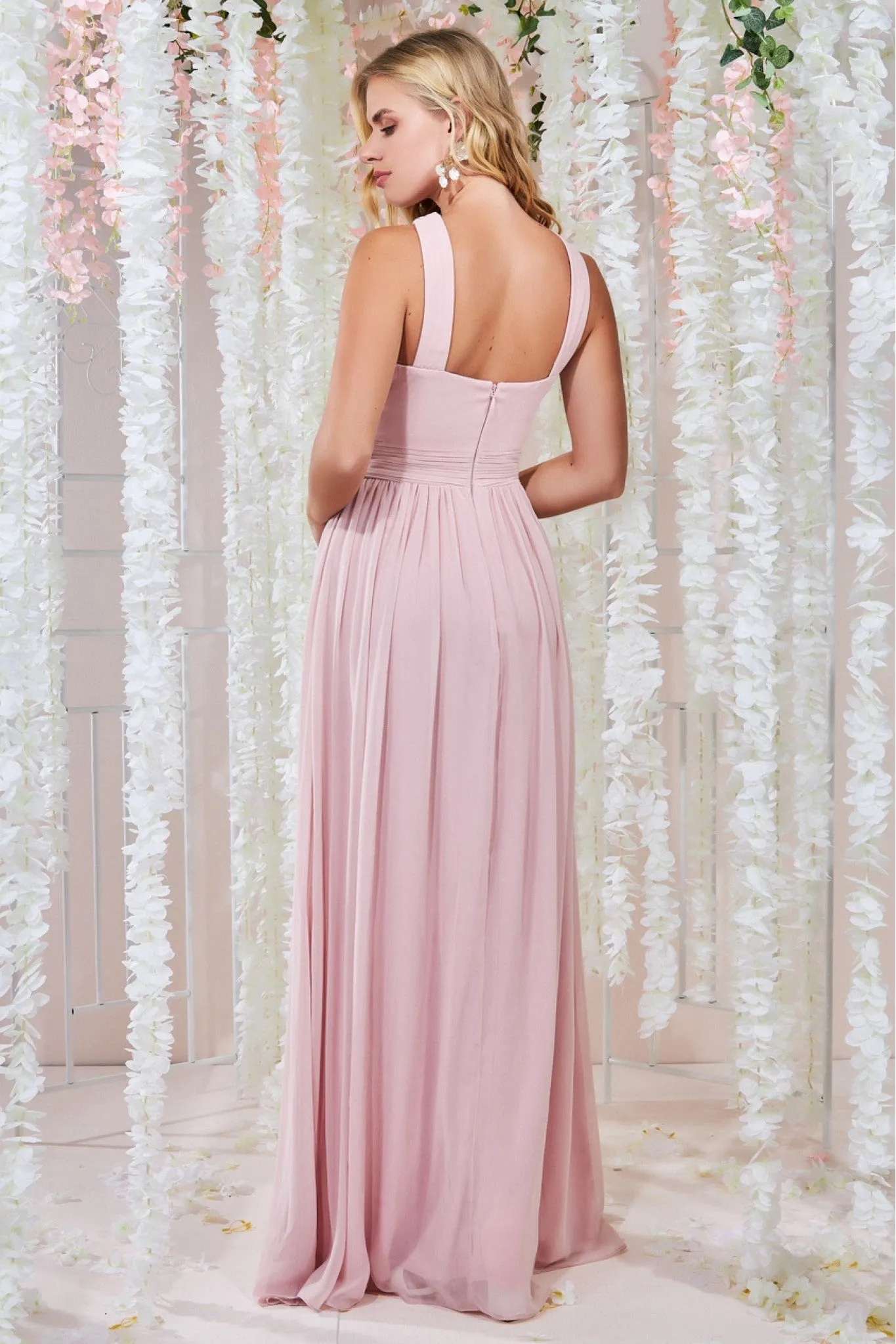 Goddiva Halter Neck Chiffon Maxi Dress -Lightpink sold by Goddiva product image thumbnail 2