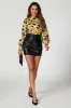 Floral Print Long Sleeve High Neck Top In Yellow by FS Collection sold by Goddiva