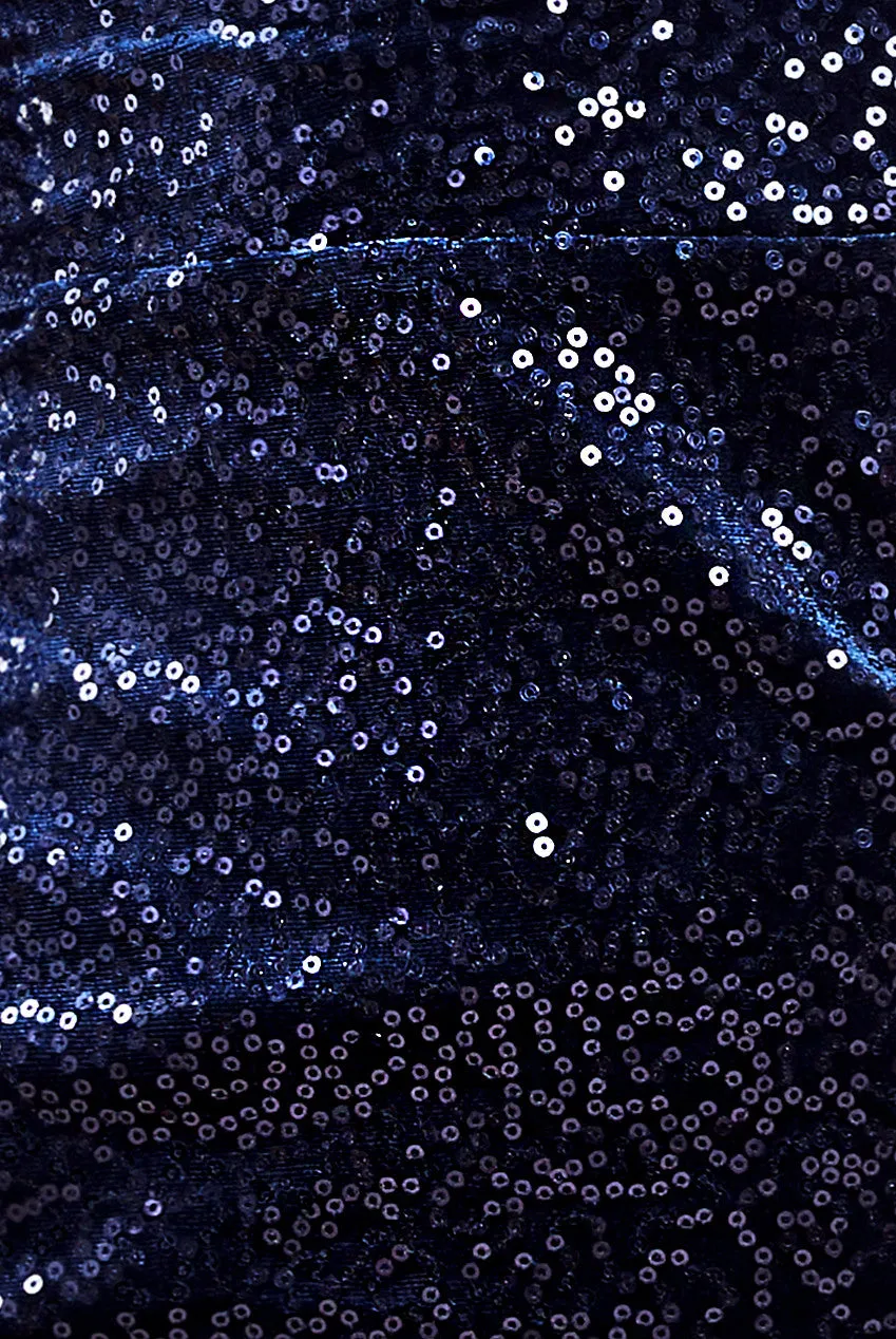 Bandeau Sequin & Velvet Midi Dress - Navy by Goddiva sold by Goddiva product image thumbnail 4