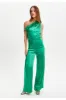 One Shoulder Ostrich Feather Detail Jumpsuit by Liquorish sold by Goddiva