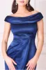 Cowl Bardot Satin Twill Maxi Dress - Navy by Goddiva sold by Goddiva
