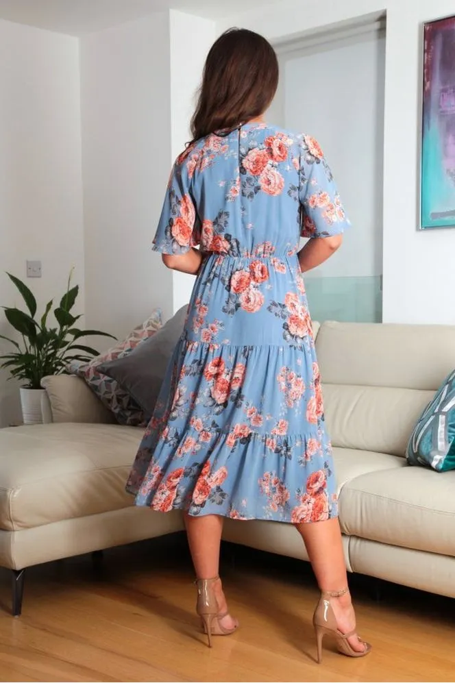 Double Second Floral Floaty Raglan Sleeve Tiered Dress sold by Goddiva product image thumbnail 5