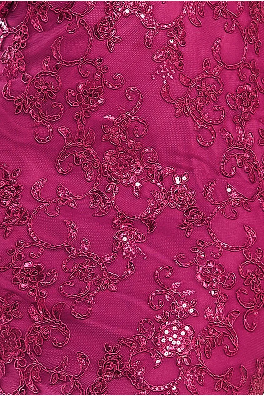 Sequin Scallop Lace Midi Dress - Burgundy by Goddiva sold by Goddiva product image thumbnail 4