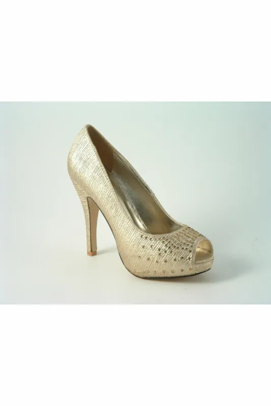 Glitz Shoes Sabatine Sparkle Peep-toe Shoes - Gold sold by Goddiva