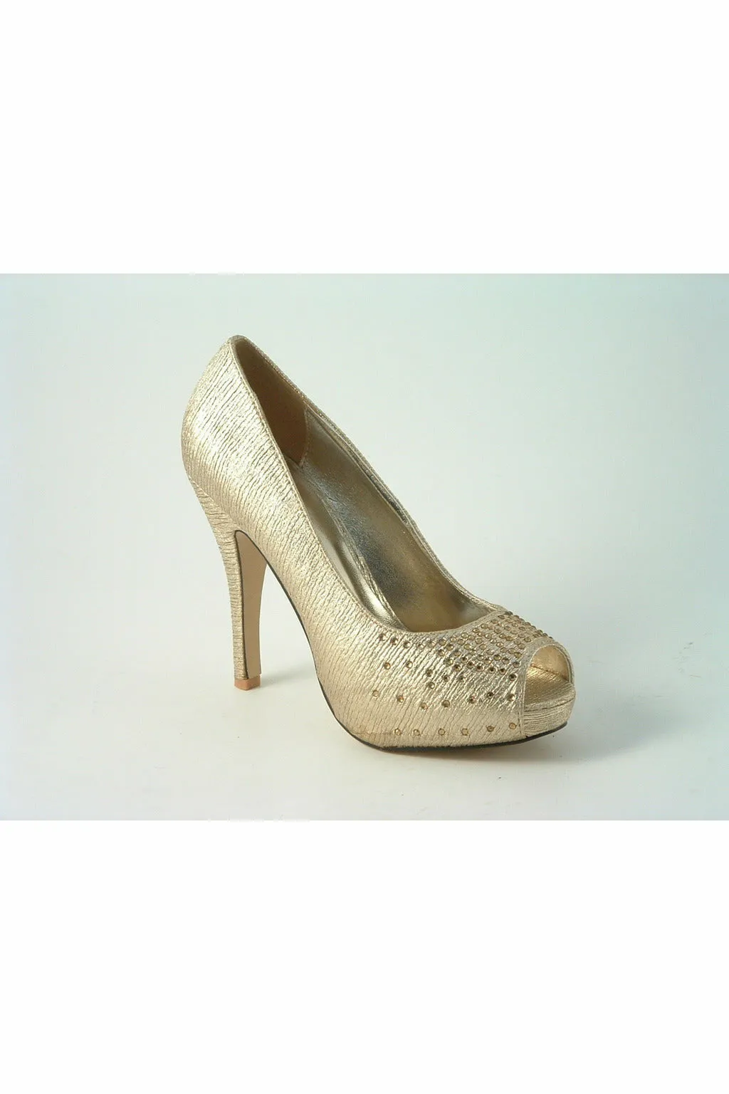 Glitz Shoes Sabatine Sparkle Peep-toe Shoes - Gold sold by Goddiva