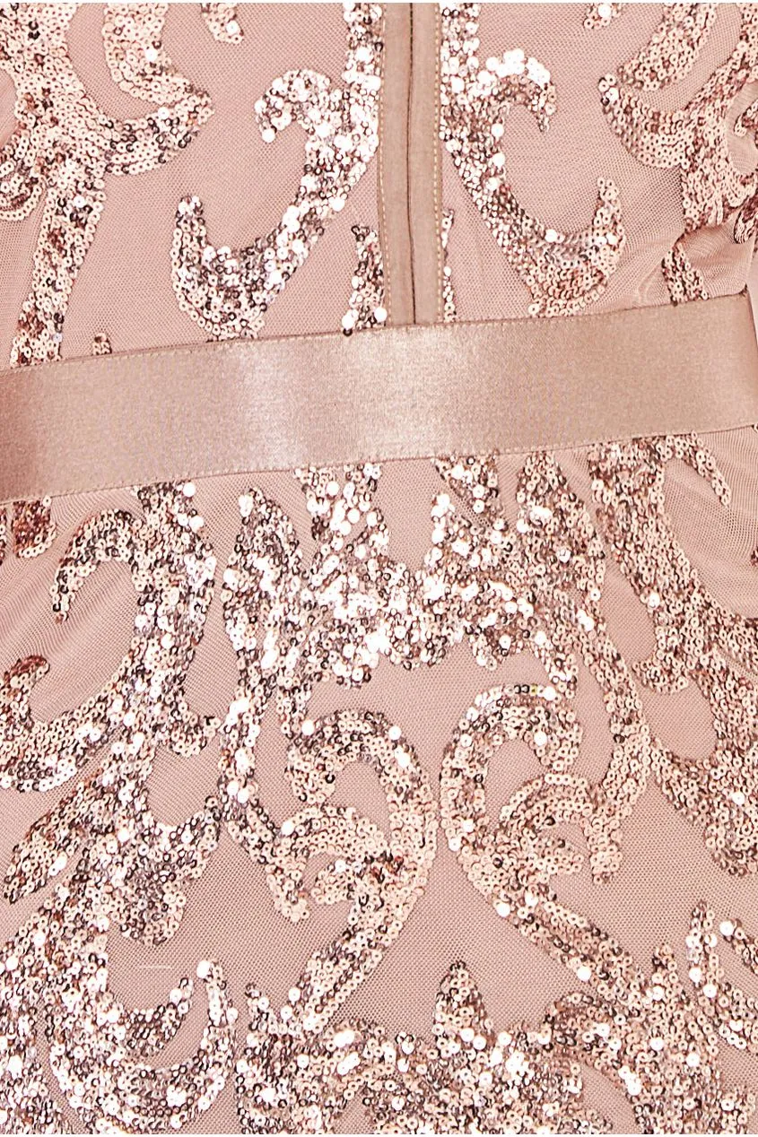 Tassel & Sequin Midaxi With Front Split - Champagne by Goddiva sold by Goddiva product image thumbnail 4