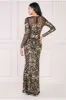 Floral Sequin Mesh Maxi - Gold by Goddiva sold by Goddiva