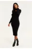 Cut Out Front Cable Knit Midi Dress In Black by Liquorish sold by Goddiva