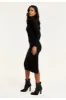 Cut Out Front Cable Knit Midi Dress In Black by Liquorish sold by Goddiva