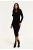 Cut Out Front Cable Knit Midi Dress In Black by Liquorish sold by Goddiva