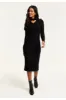 Cut Out Front Cable Knit Midi Dress In Black by Liquorish sold by Goddiva