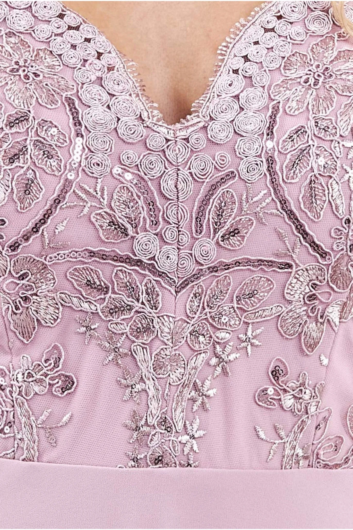 Goddiva Scallop Lace Chiffon Maxi Dress - Blush sold by Goddiva product image thumbnail 4