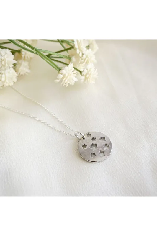 Wisteria London Halcyon Silver Star Necklace sold by Goddiva