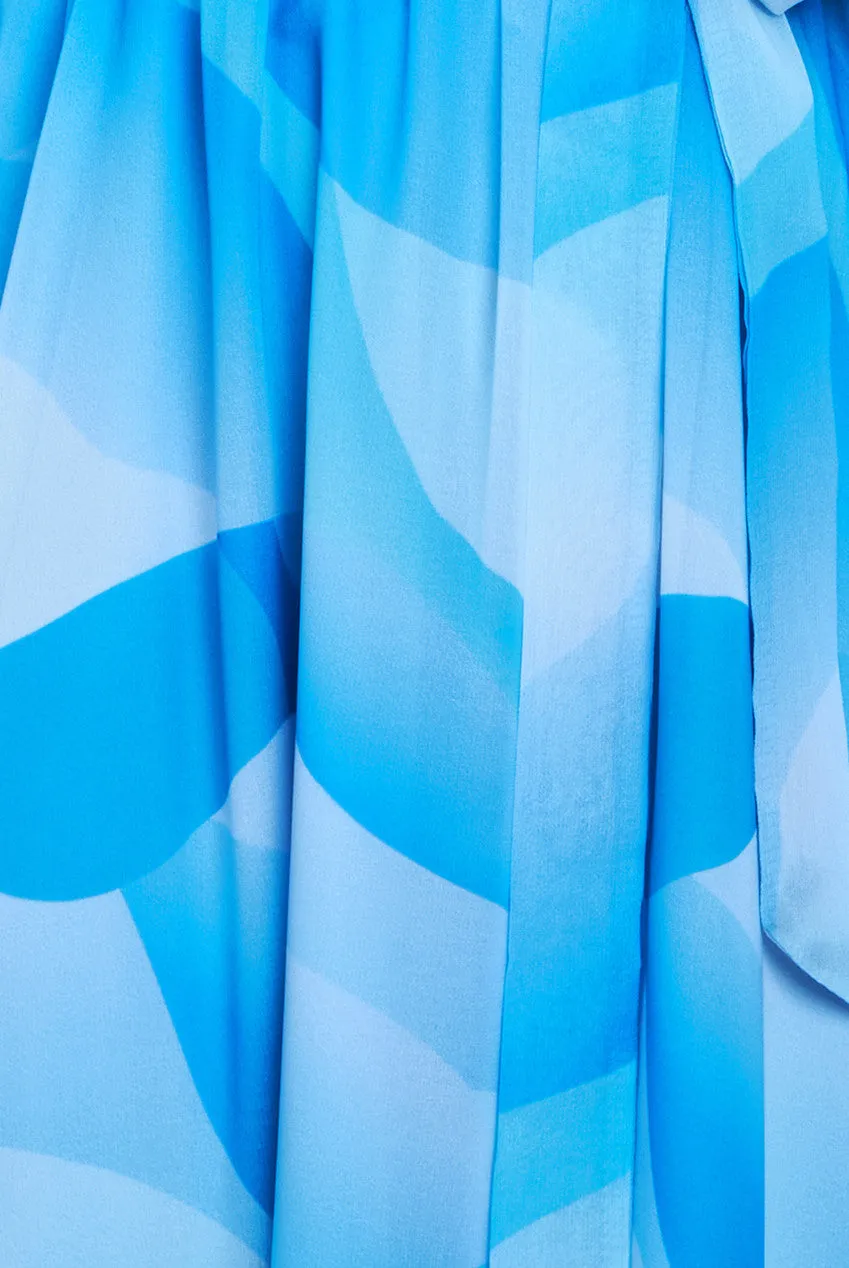 Goddiva Printed Flutter Sleeve Chiffon Midi Dress - Light Blue sold by Goddiva product image thumbnail 4