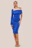 One Shoulder Scuba Midi Dress - Royal Blue by Goddiva sold by Goddiva