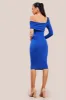 One Shoulder Scuba Midi Dress - Royal Blue by Goddiva sold by Goddiva