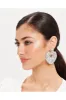Liquorish Rhinestone Heart Shape Statement Earrings In Silver sold by Goddiva