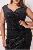 Sequin & Velvet Bardot Midi - Black by Goddiva Plus sold by Goddiva