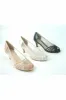 Glitz Shoes Metallic Mesh Peep Toe Sling Back Court Shoe sold by Goddiva