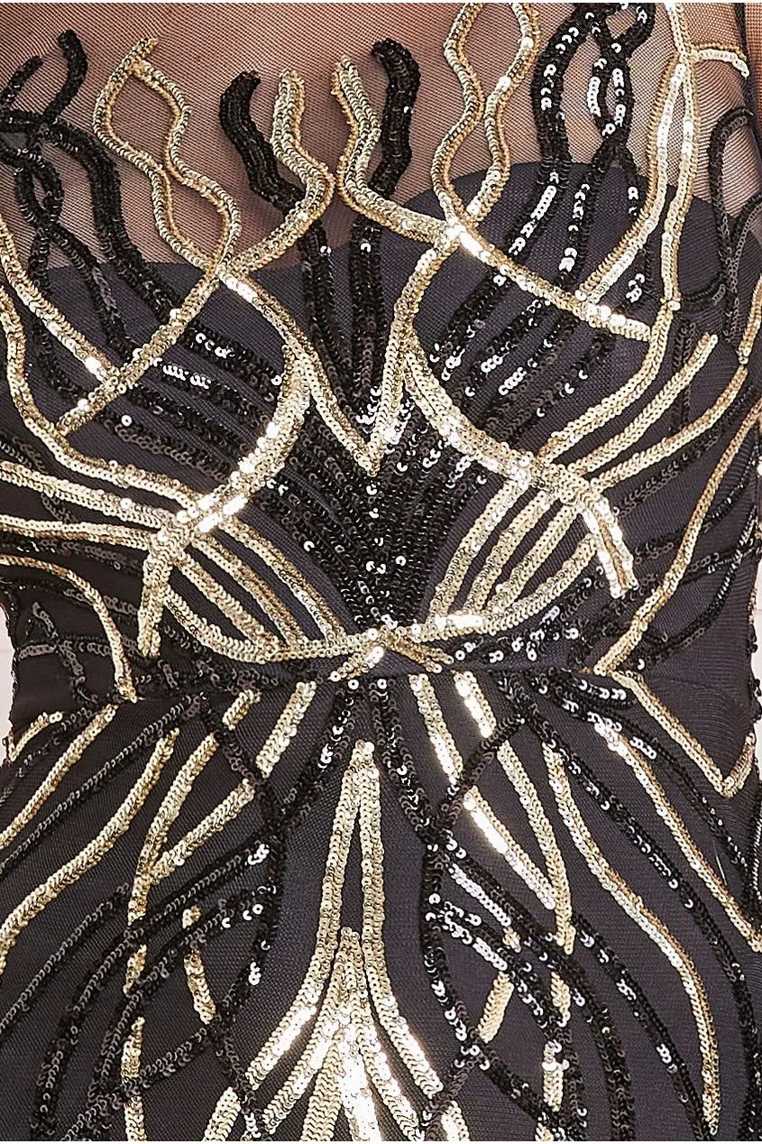 Long Sleeve Sequin Flame Maxi - Gold by Goddiva sold by Goddiva product image thumbnail 4