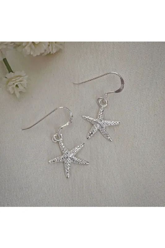 Wisteria London Sterling Silver Starfish Earrings sold by Goddiva