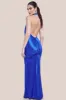 Halter Cowl Neck Back Maxi Dress - Royal Blue by Goddiva sold by Goddiva