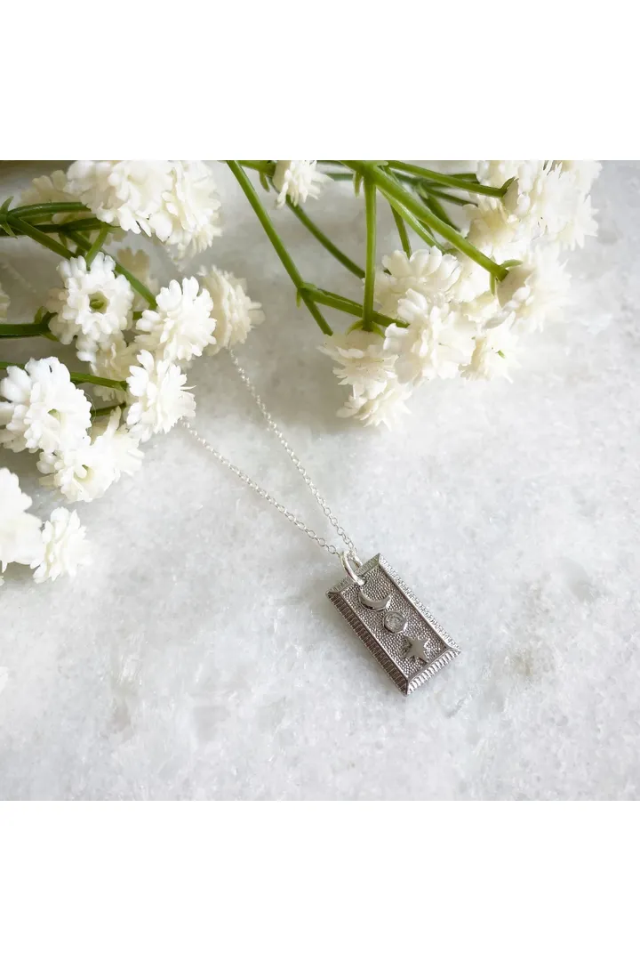 Wisteria London Selene Moon And Star Necklace - Silver sold by Goddiva