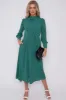 LOVE SUNSHINE Green Geo Print Pleated Skirt Midaxi Dress sold by Goddiva