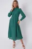 LOVE SUNSHINE Green Geo Print Pleated Skirt Midaxi Dress sold by Goddiva