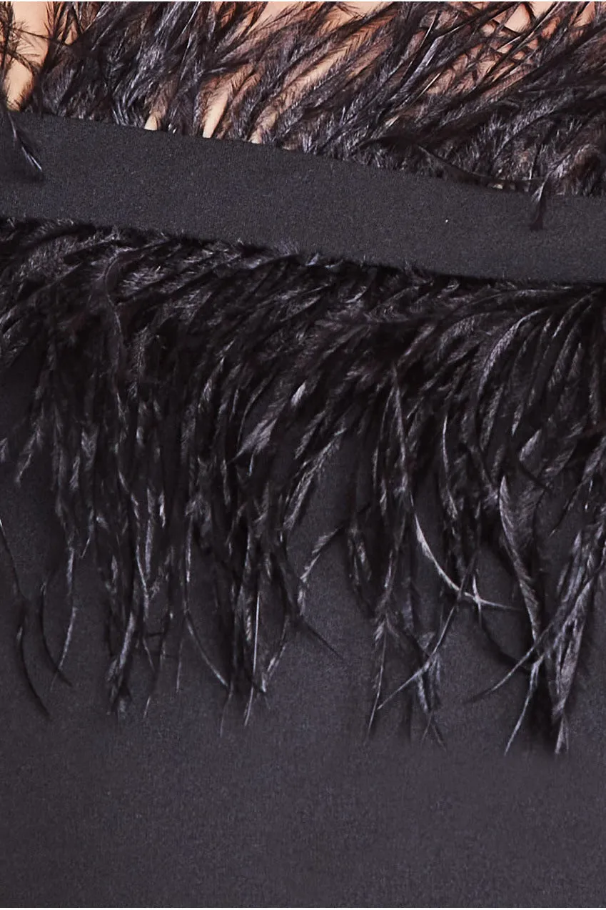 Off The Shoulder Feather Midi Dress - Black by Goddiva Plus sold by Goddiva product image thumbnail 5