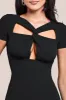 Scuba Crepe Twist Cutout Maxi Dress - Black by Goddiva sold by Goddiva