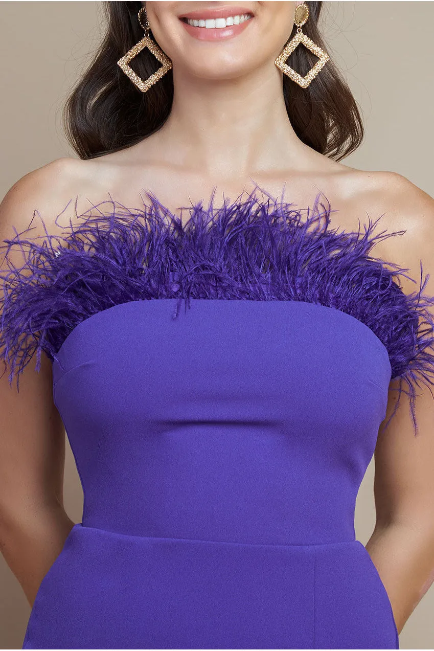 Feather Boobtube Midi Dress - Purple by Goddiva sold by Goddiva product image thumbnail 3