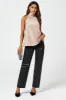 Satin Halter Neck Tie Back Top In Light Brown by FS Collection sold by Goddiva