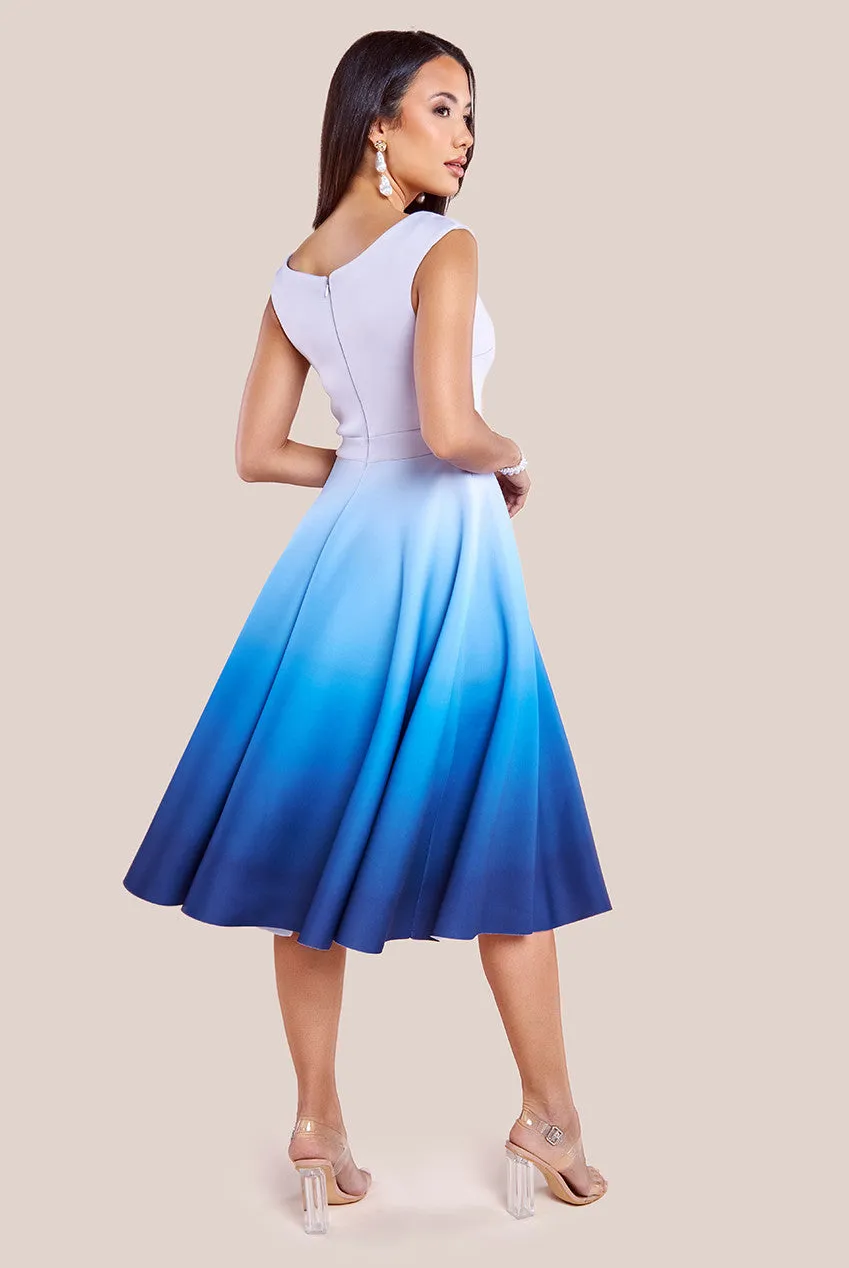 Ombre Scuba Foam Bardot A-Line Midi Dress - Light Blue by Goddiva sold by Goddiva product image thumbnail 3