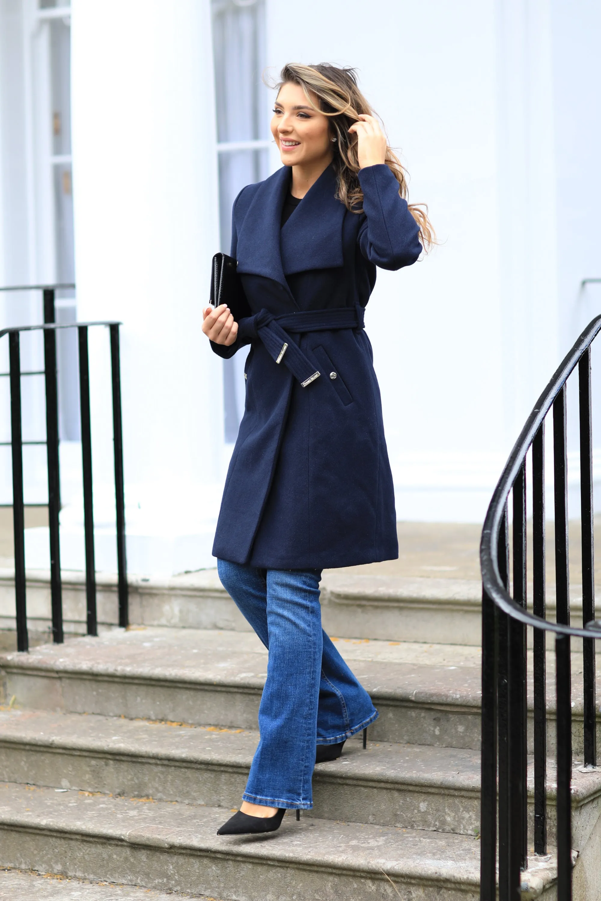 Wool Blend Wrap Coat by Double Second sold by Goddiva product image thumbnail 4