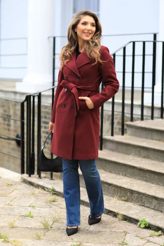 Double Second Wool Blend Collared Wrap Coat sold by Goddiva