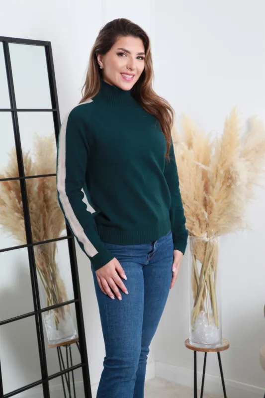 Roll Neck Knit Jumper by Double Second sold by Goddiva