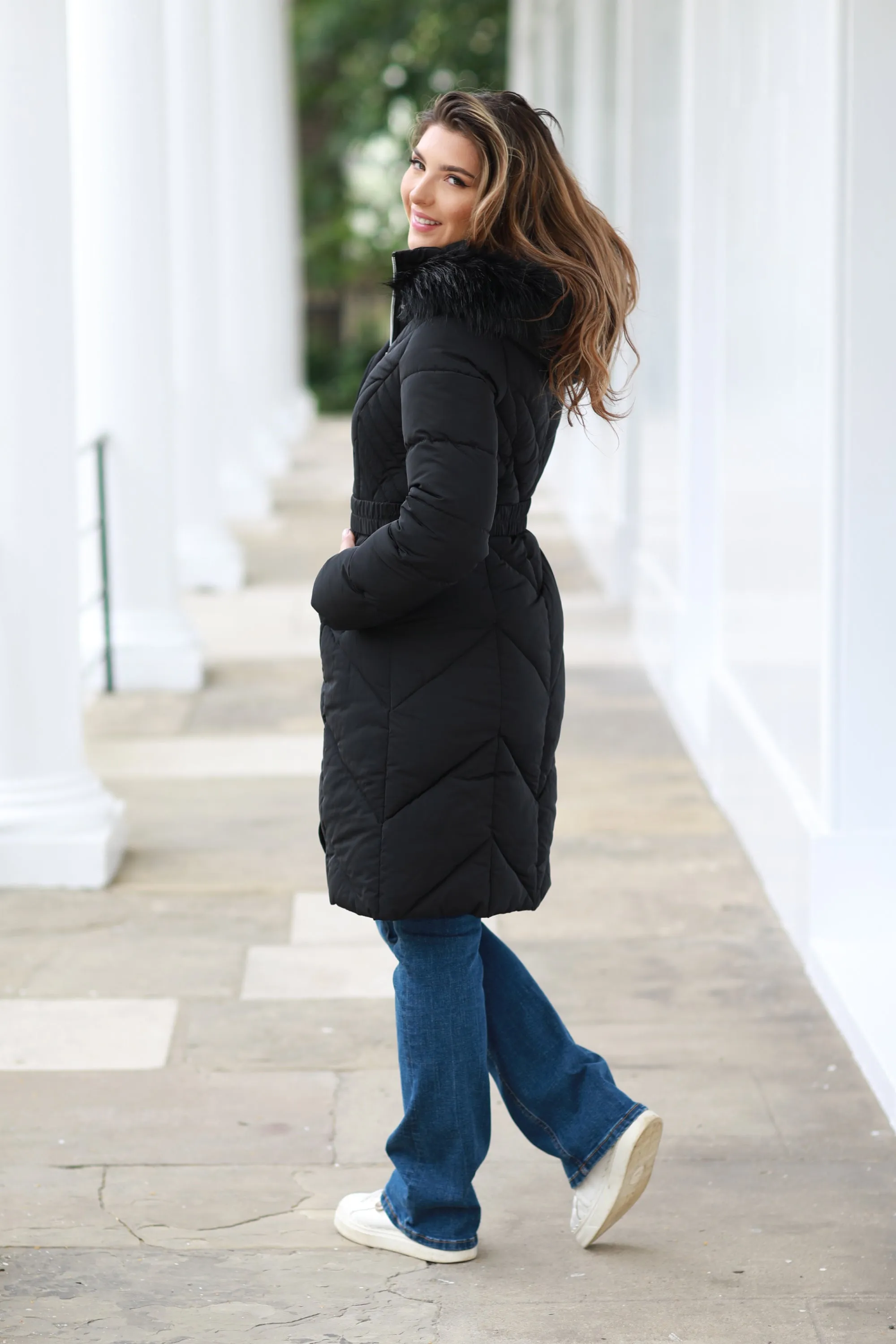 Long Padded Belted Puffer by Double Second sold by Goddiva product image thumbnail 5