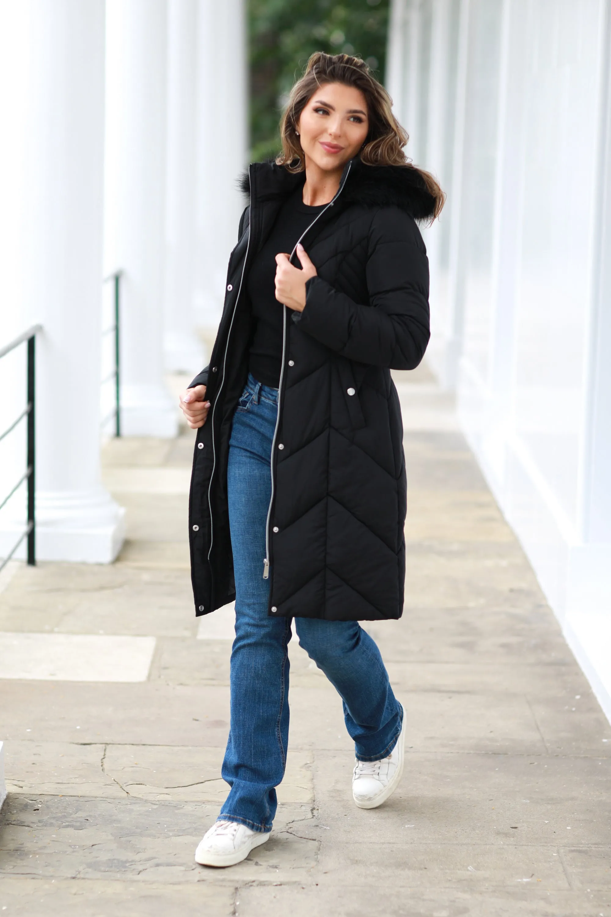 Long Padded Belted Puffer by Double Second sold by Goddiva product image thumbnail 3