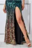 Ombre Sequin Halter Maxi Thigh Split - Emerald Green by Goddiva sold by Goddiva