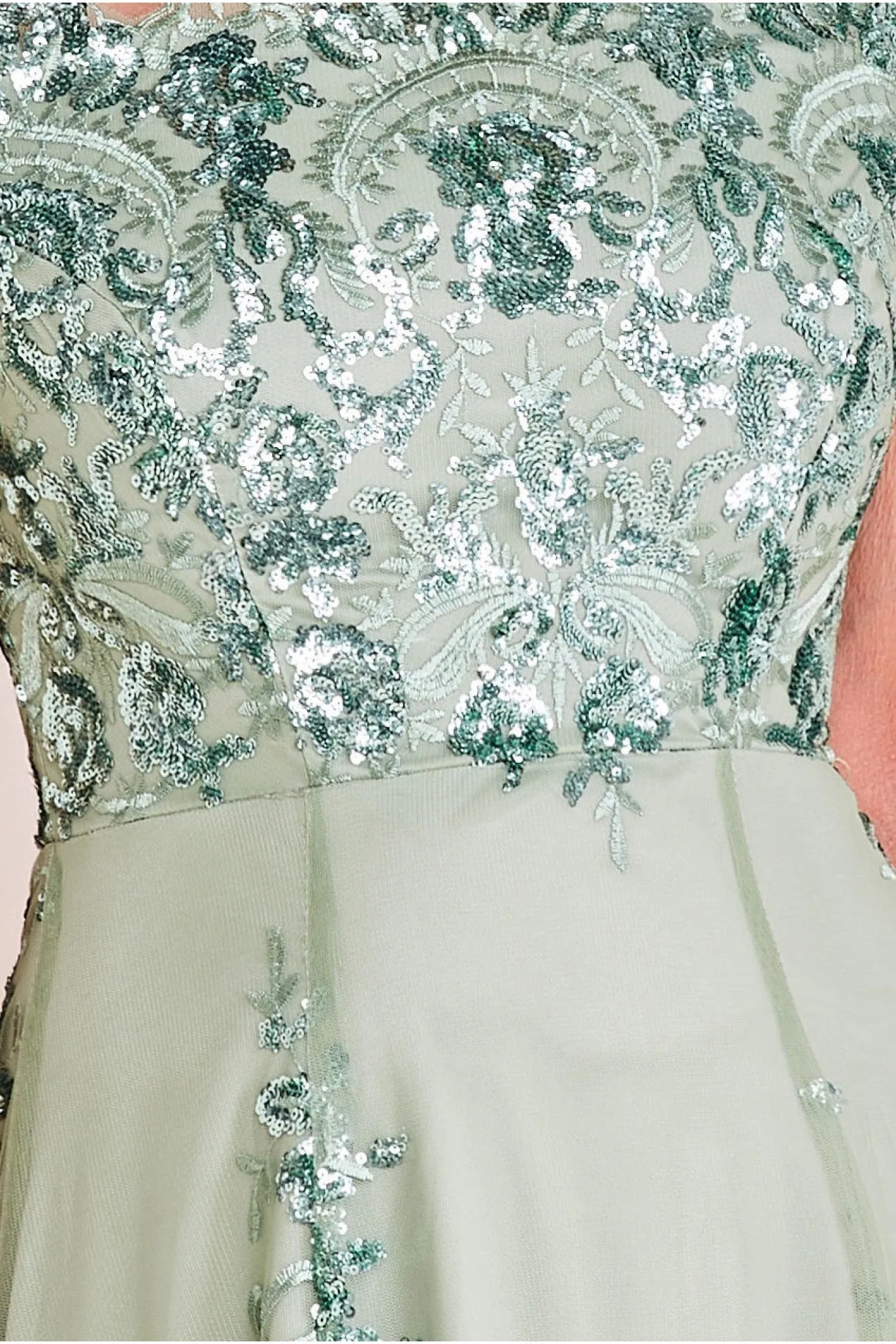 Goddiva Sequin & Lace Bardot High Low Midi sold by Goddiva product image thumbnail 4