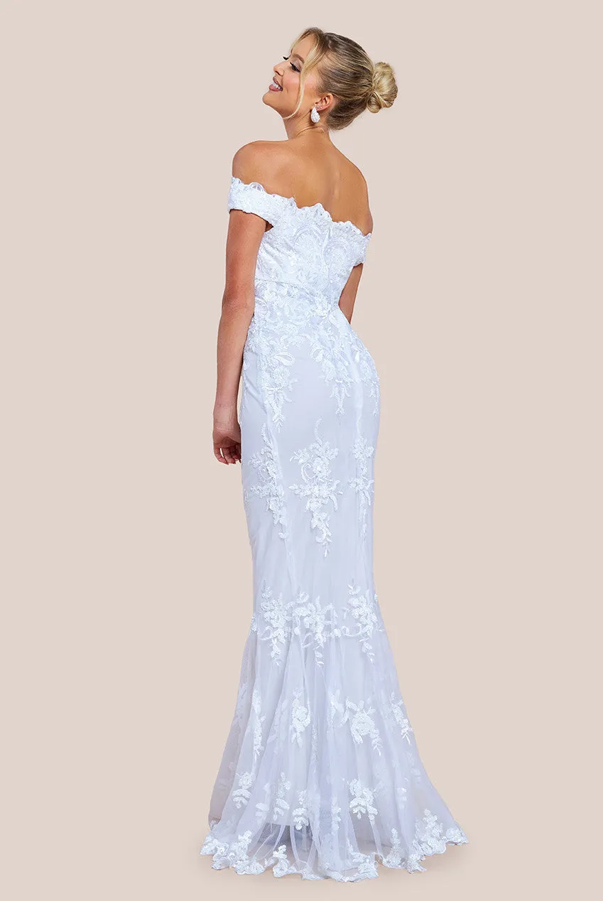 Bardot Sequin Embroidered Maxi Dress - White by Goddiva sold by Goddiva product image thumbnail 2