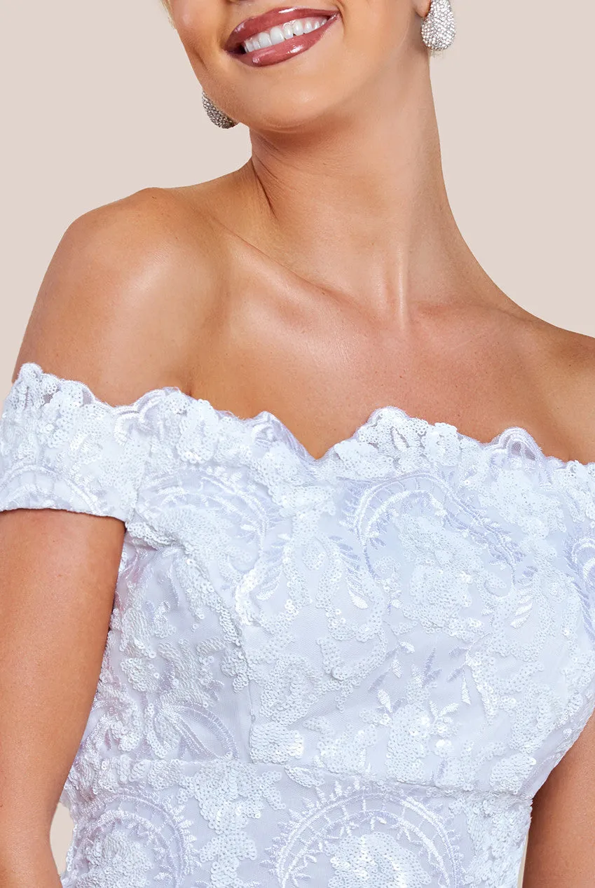 Bardot Sequin Embroidered Maxi Dress - White by Goddiva sold by Goddiva product image thumbnail 3