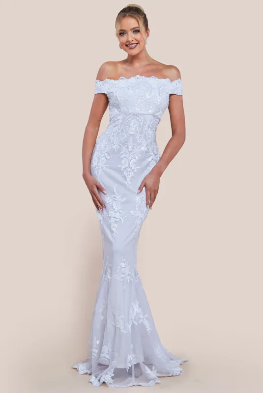 Bardot Sequin Embroidered Maxi Dress - White by Goddiva sold by Goddiva