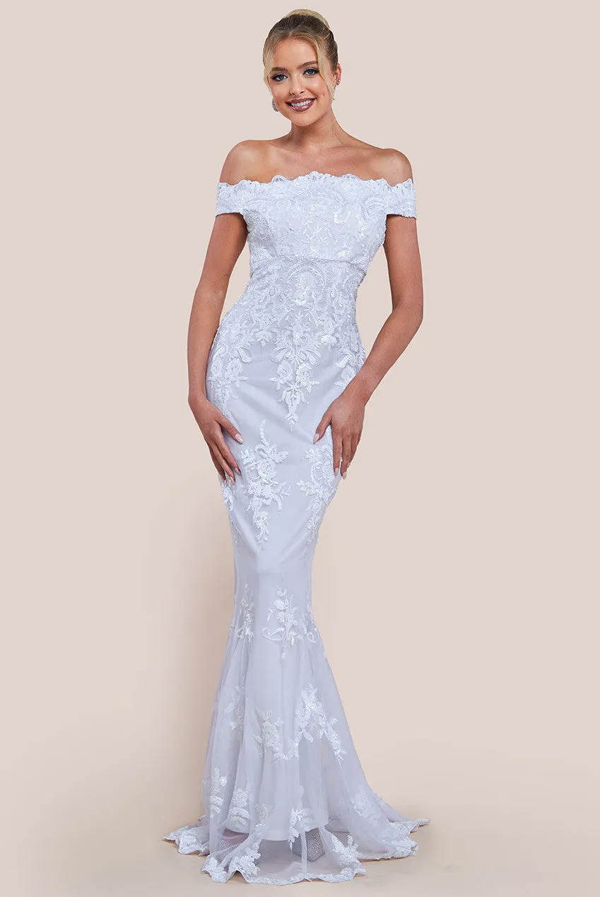 Bardot Sequin Embroidered Maxi Dress - White by Goddiva sold by Goddiva